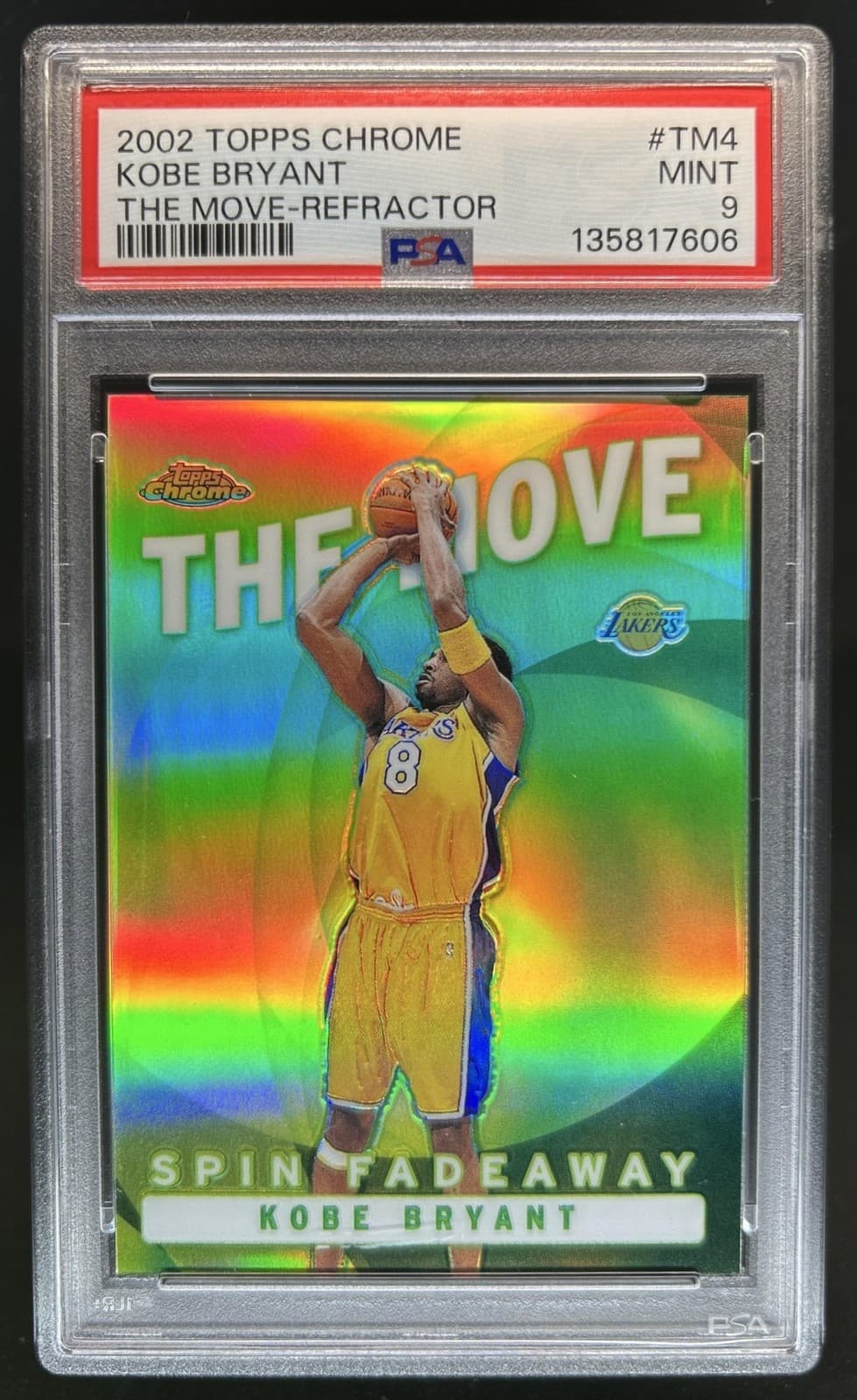 2002-03 Topps Chrome Kobe Bryant The Move Refractor #TM4 Lakers PSA 9