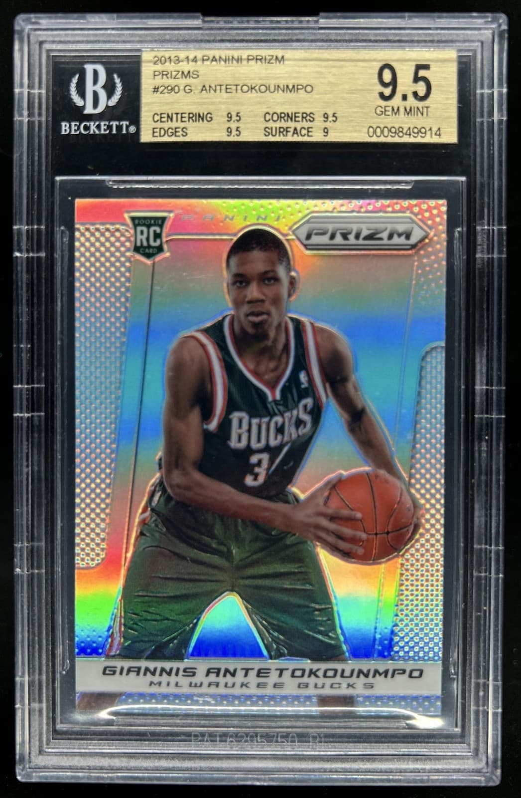 2013-14 Panini Prizm Giannis Antetokounmpo RC Prizm Rookie #290 Bucks BGS 9.5