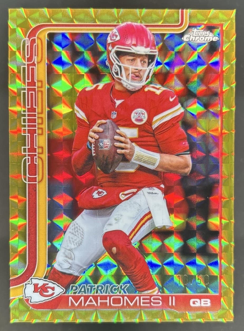 2025 Topps Chrome Patrick Mahomes II Gold Geometric Refractor #/50 Chiefs
