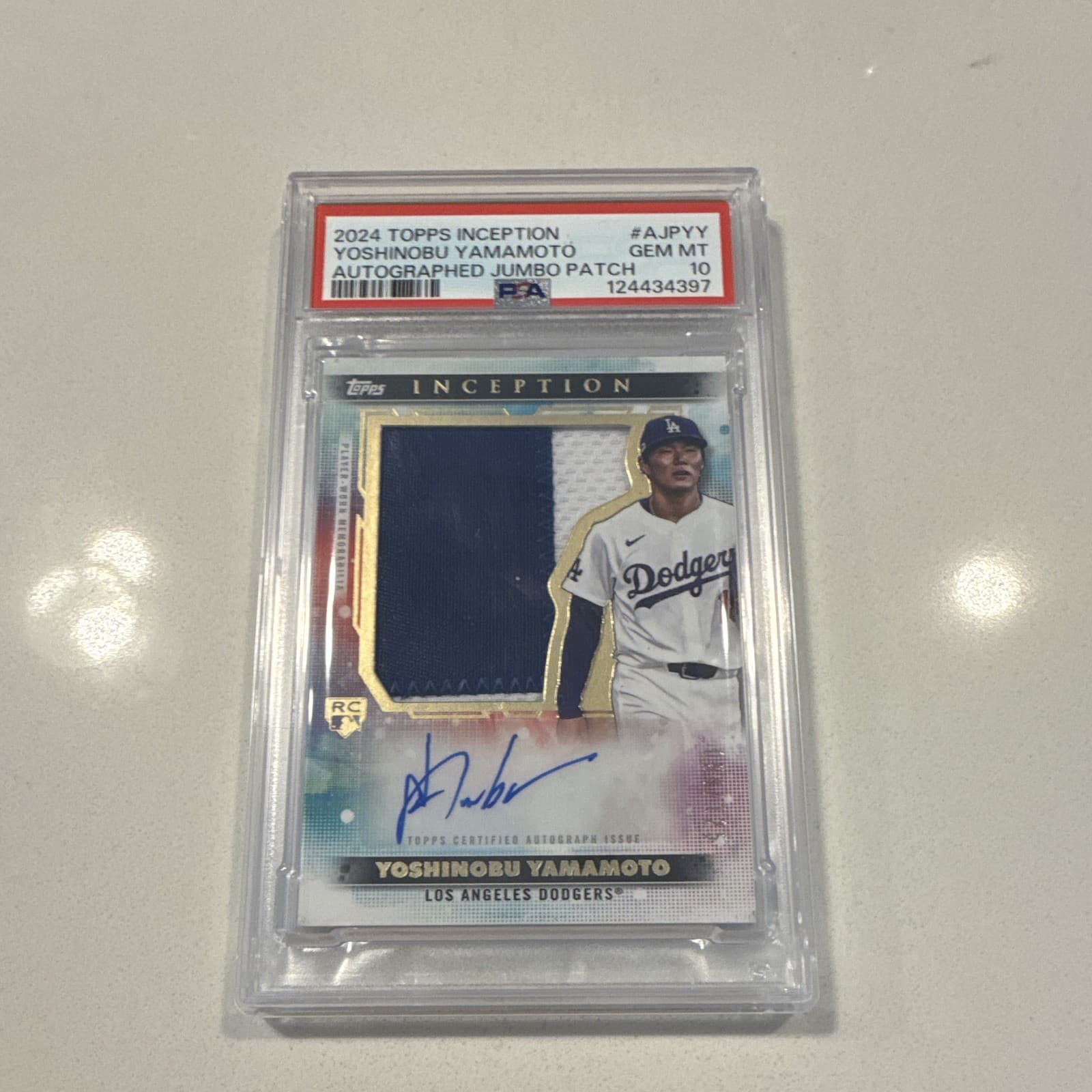 Topps 2024 Inception Yoshinobu Yamamoto RC Auto Jumbo Patch PSA 10 AJP-YY