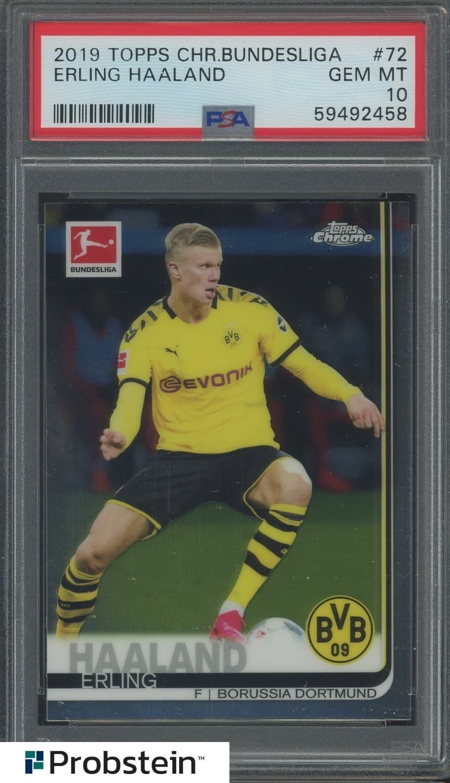 2019 Topps Chrome Bundesliga Soccer #72 Erling Haaland RC Rookie PSA 10 GEM MINT