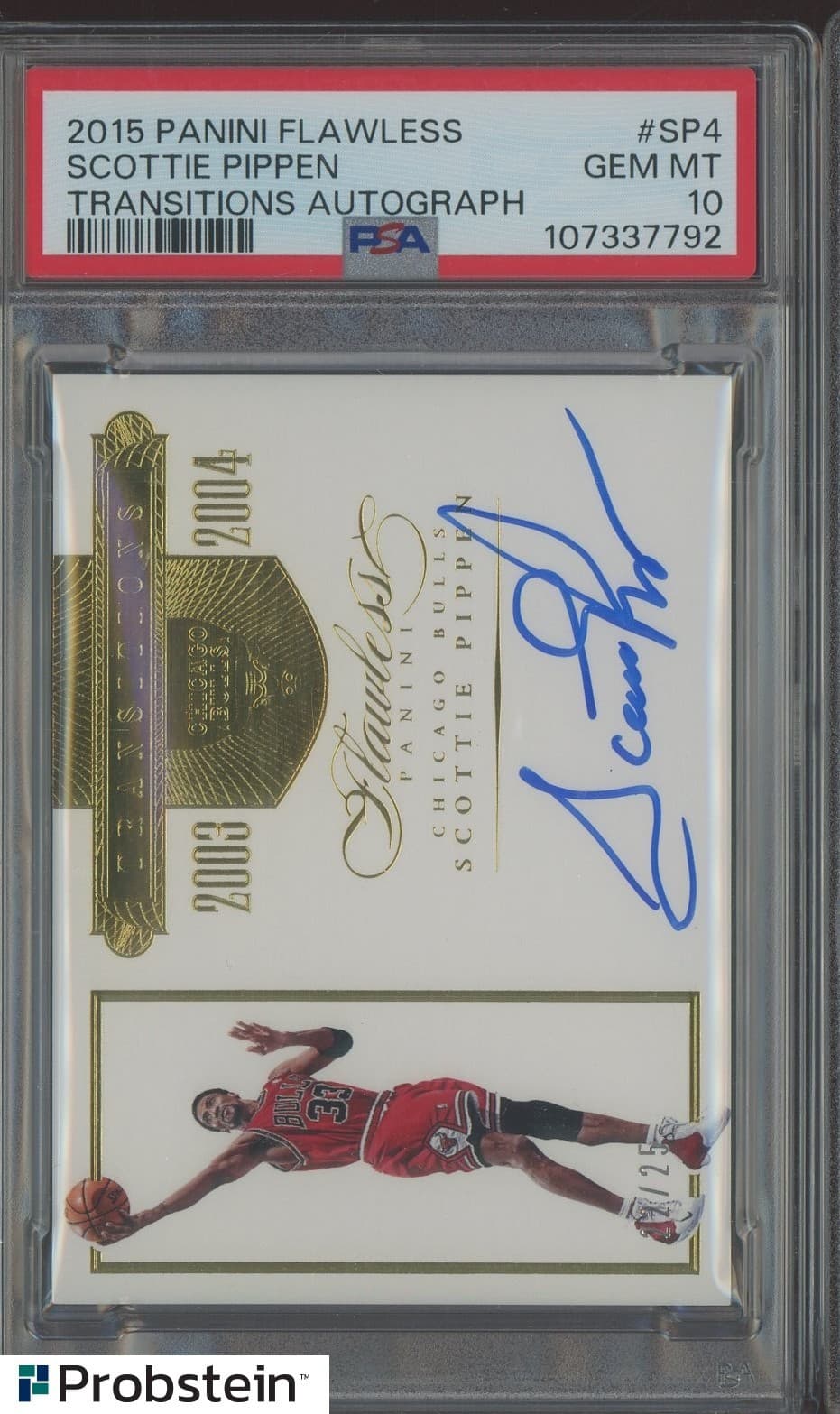 2015 Panini Flawless Transitions #SP4 Scottie Pippen Bulls HOF AUTO /25 PSA 10