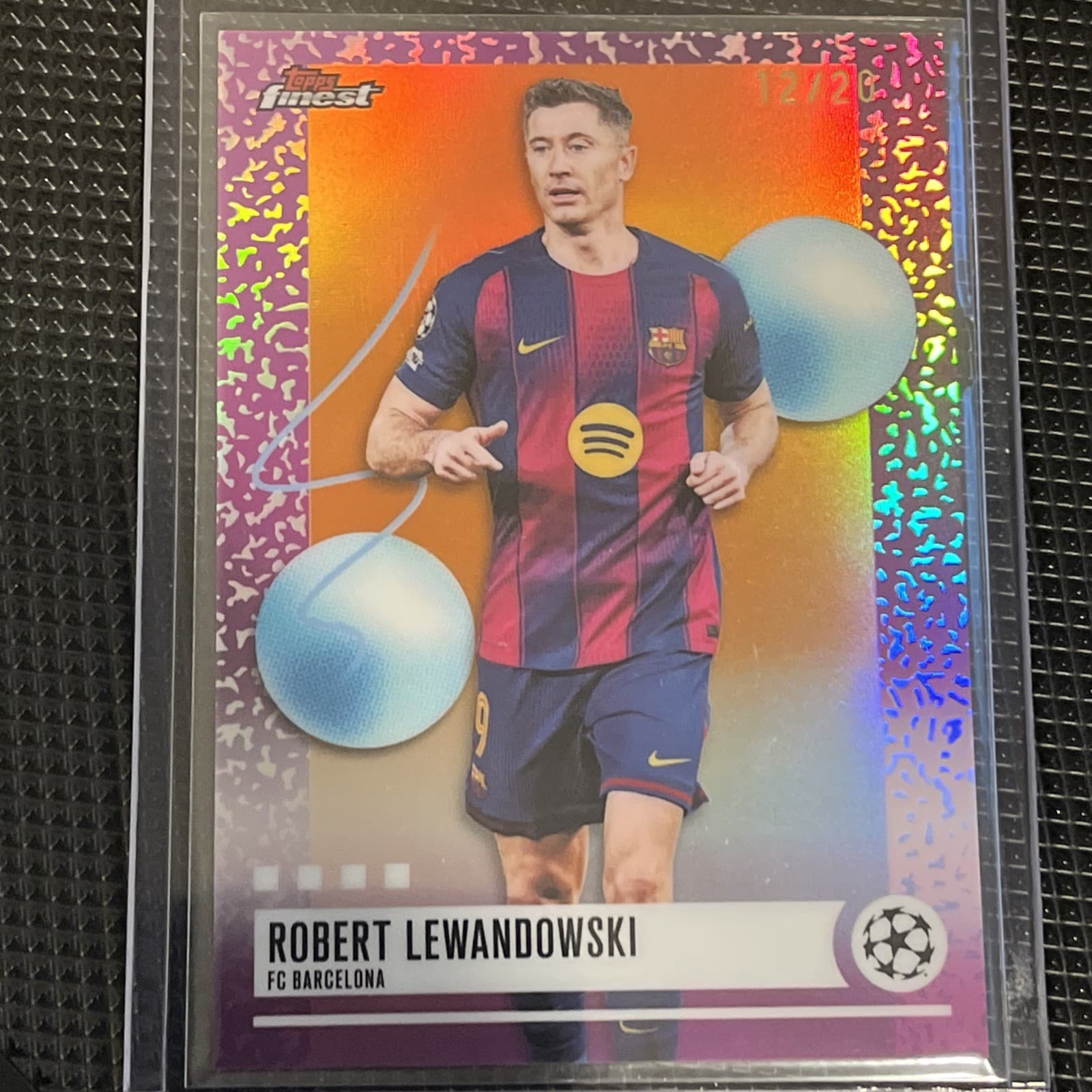 2025-26 Topps Finest UEFA Soccer Orange /20 Robert Lewandowski Barca Uncommon