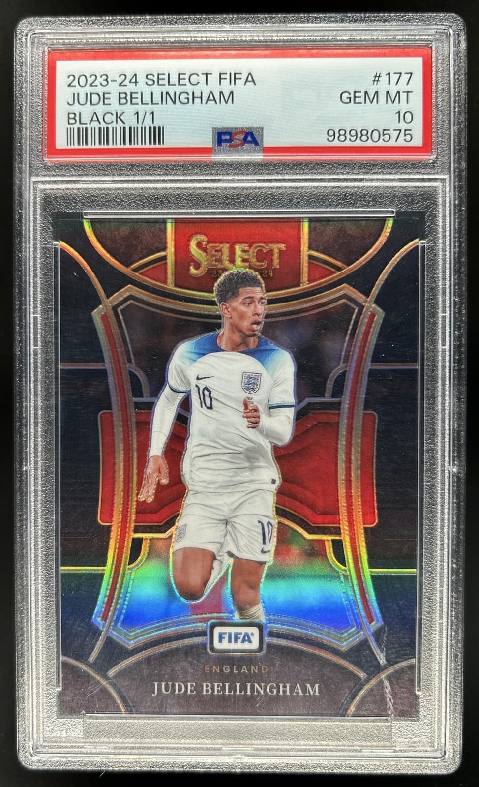 2023-24 Panini Select FIFA Jude Bellingham Black Prizm #1/1 England PSA 10
