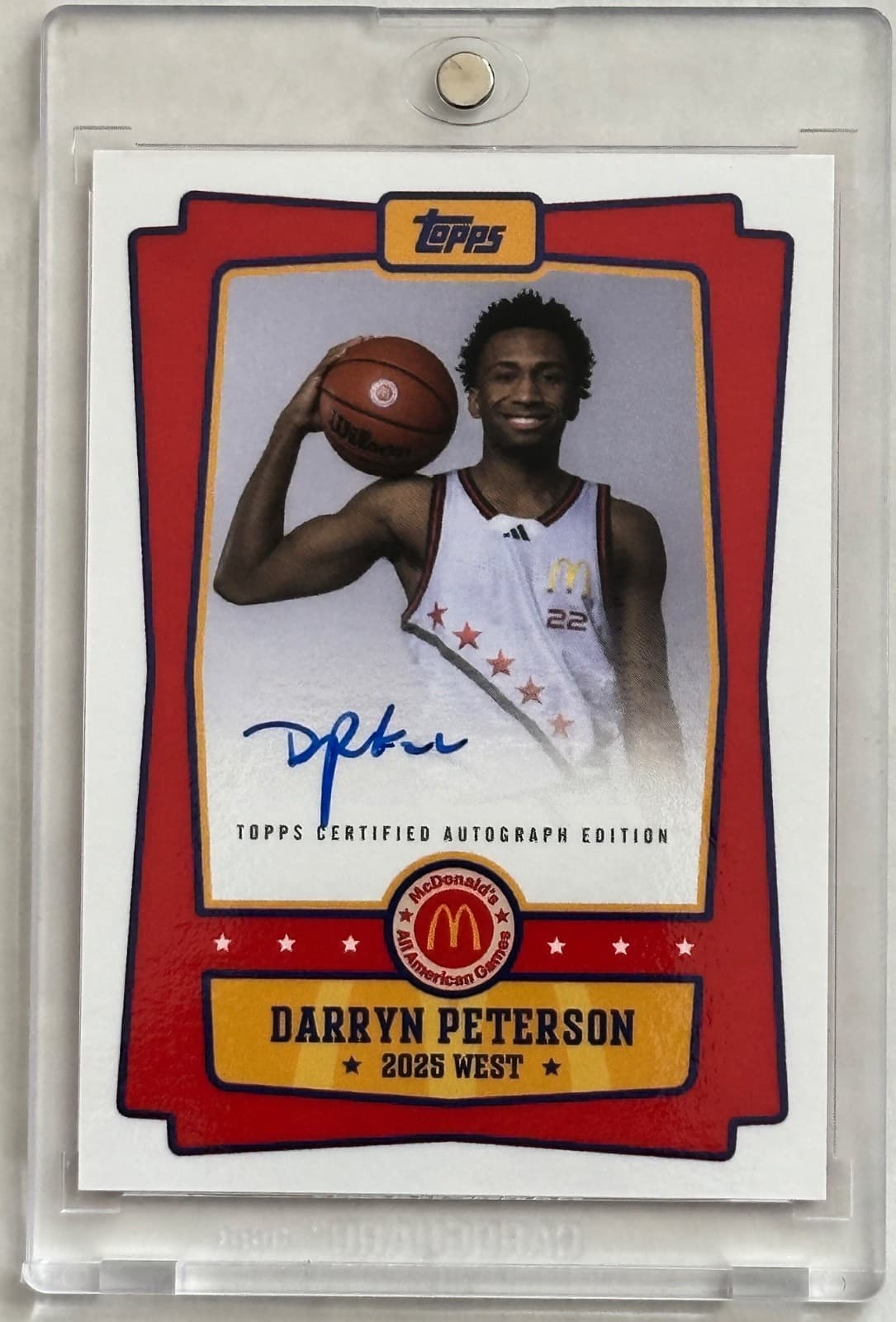 2025 Darryn Peterson Auto On Card Topps Chrome McDonald's All American