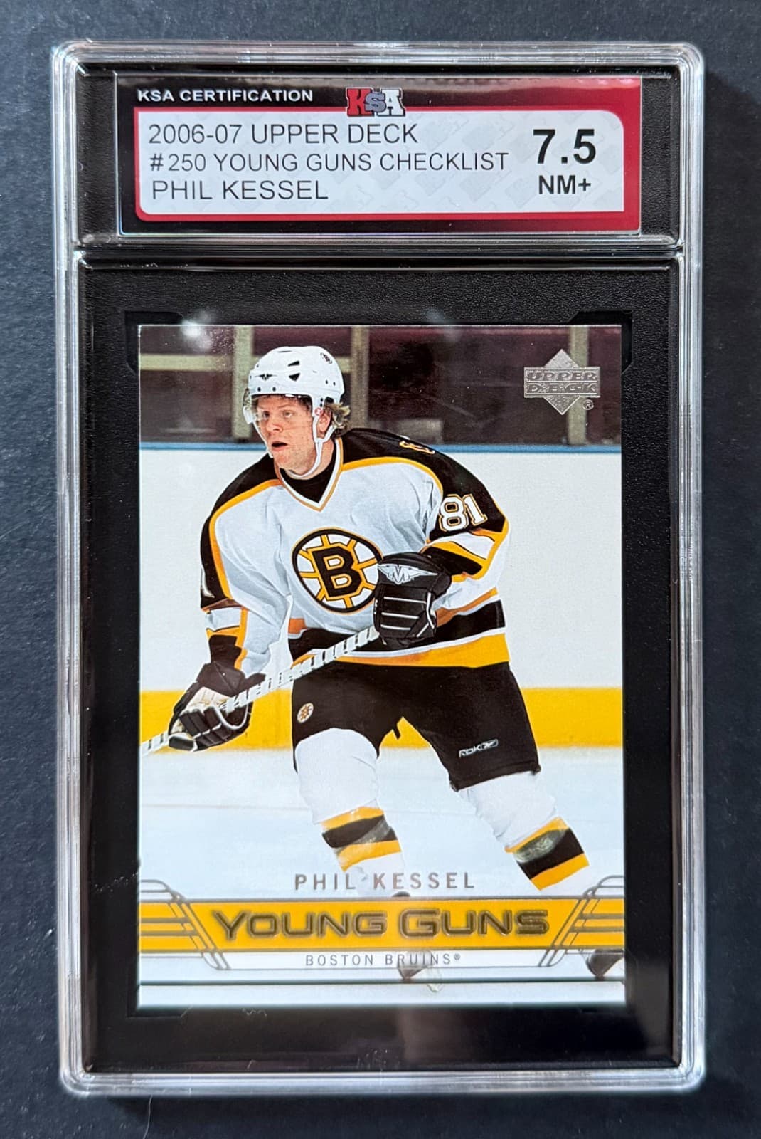 2006-07 Upper Deck #250 Phil Kessel Hockey Card KSA 7.5 NM+ Boston Bruins NHL