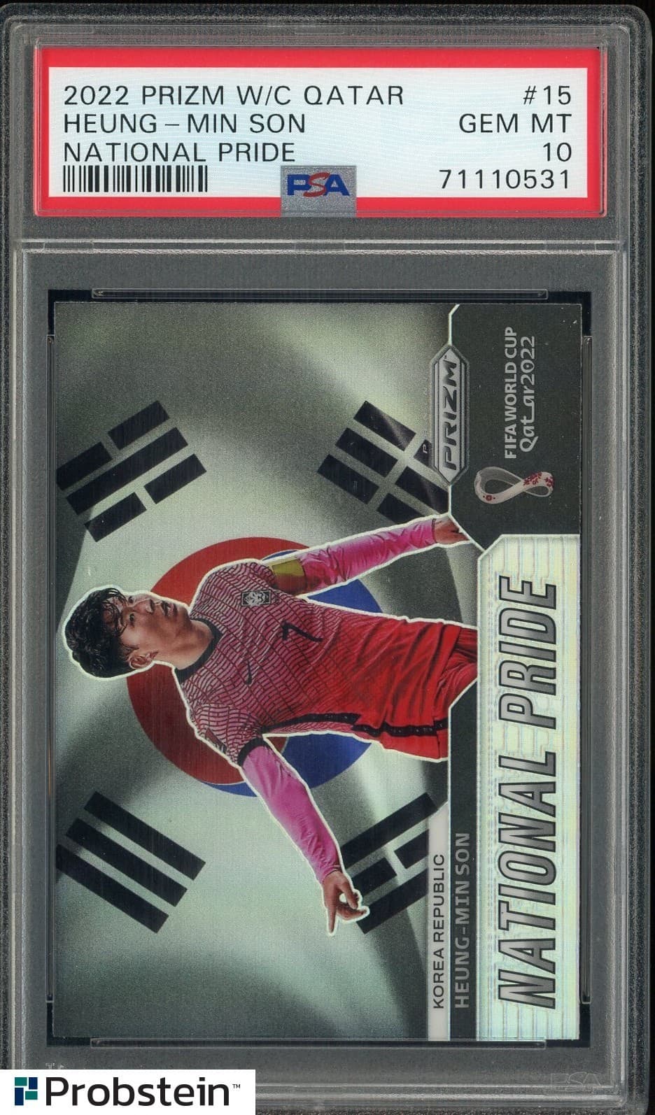 2022-23 Panini Prizm World Cup Soccer National Pride #15 Heung-Min Son PSA 10