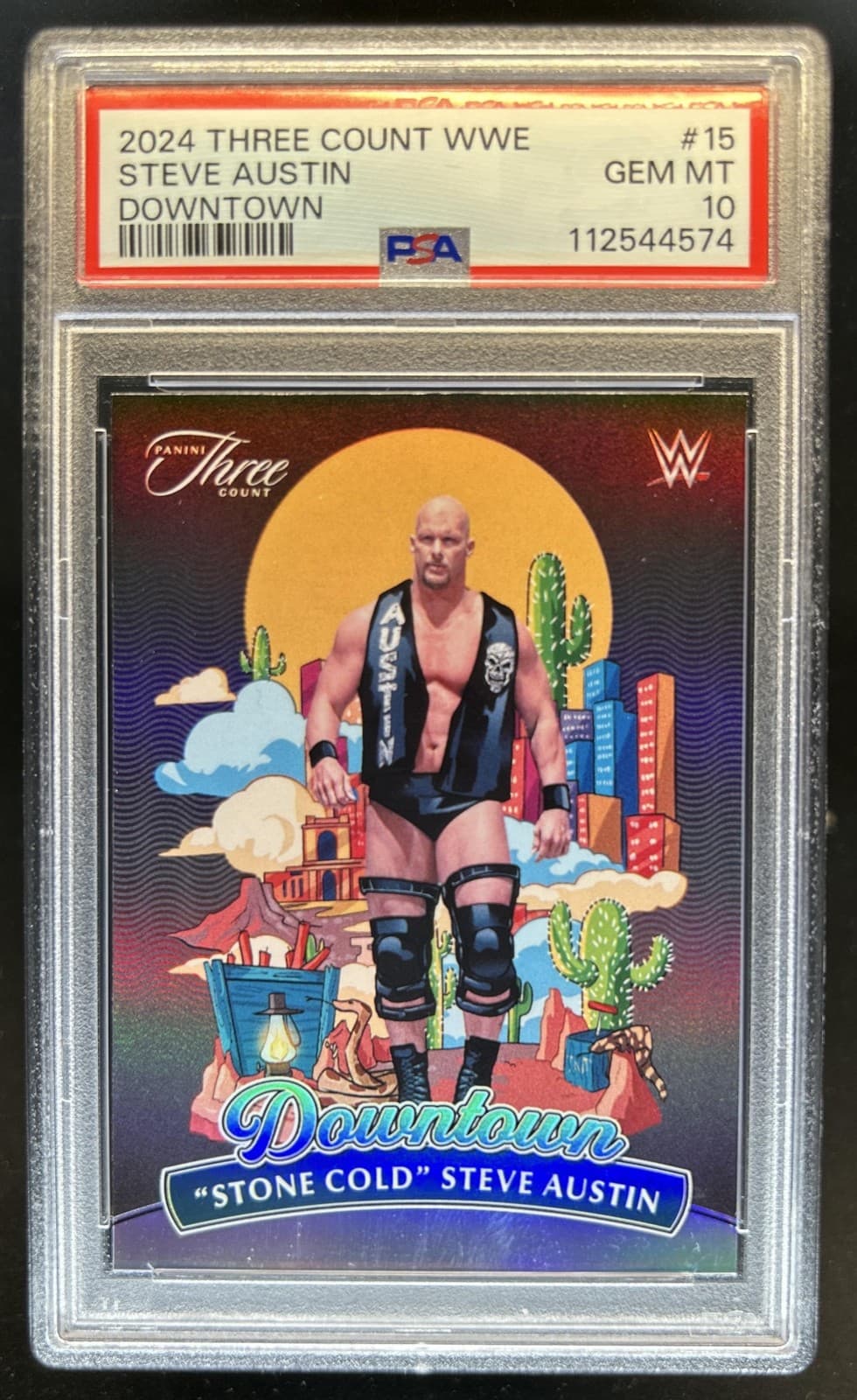 2024 Panini Three Count WWE "Stone Cold" Steve Austin Downtown SSP #15 PSA 10
