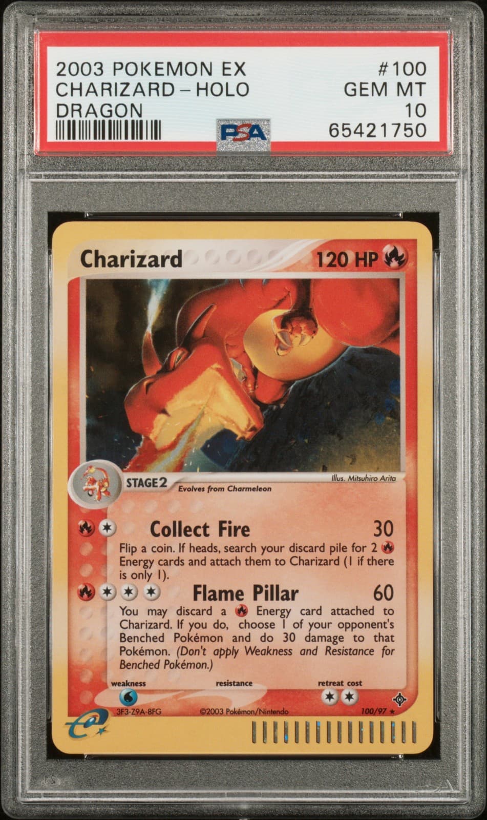 2003 POKEMON EX DRAGON #100 CHARIZARD HOLO PSA 10
