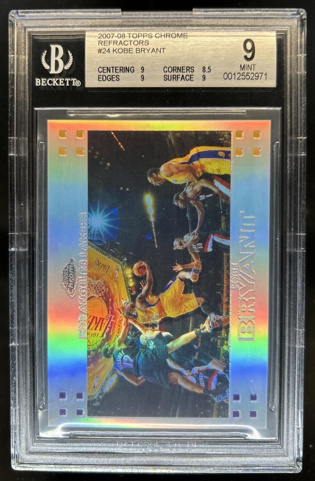 2007-08 Topps Chrome Kobe Bryant Refractor #/999 Lakers BGS 9