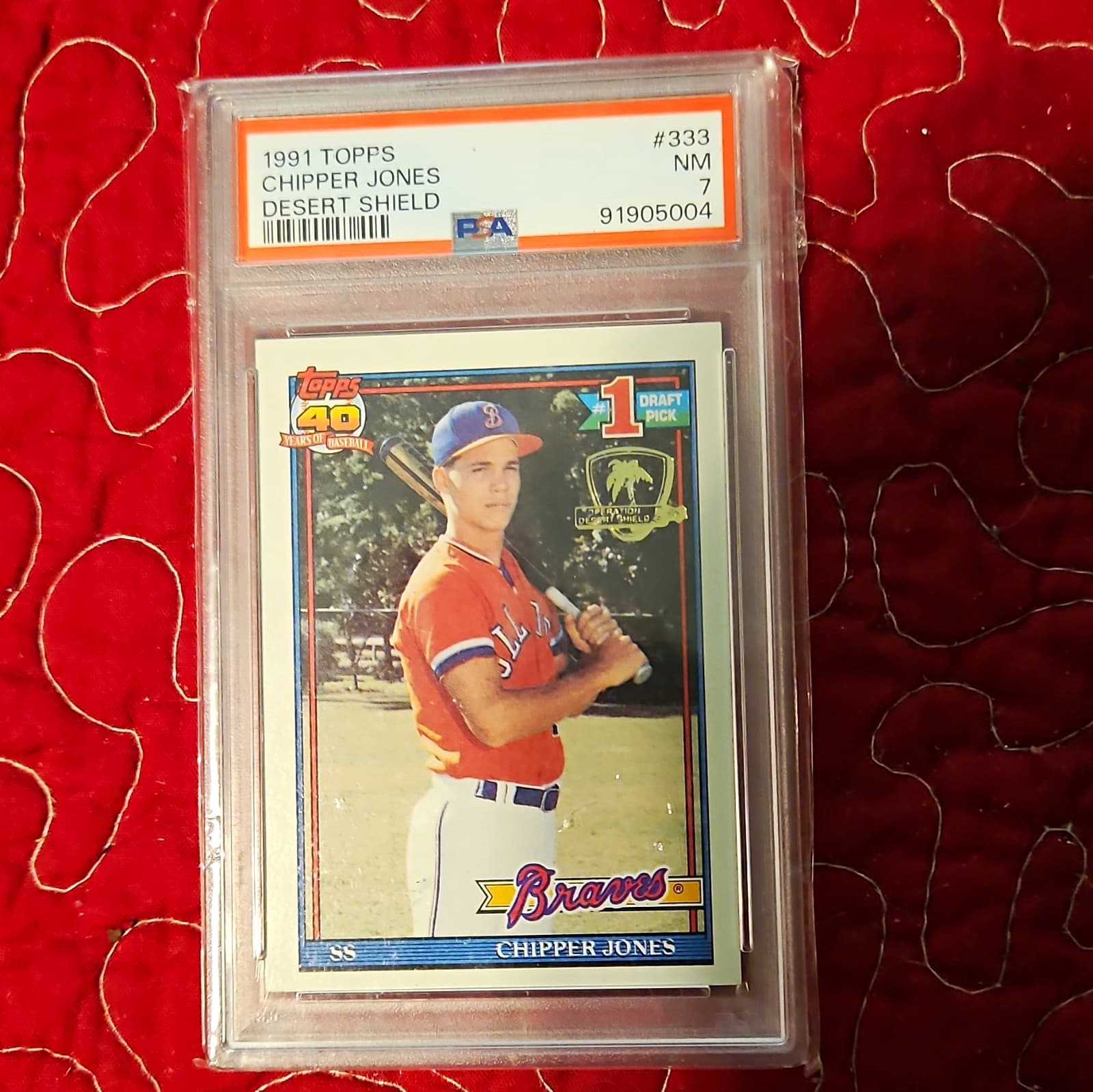 Topps 1991 Chipper Jones #333 Operation Desert Shield PSA 7 Braves RC