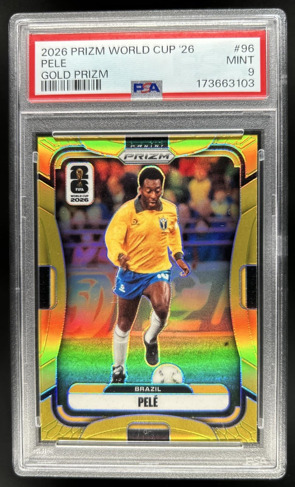 2026 Panini Prizm World Cup Pele Gold #/10 Brazil PSA 9