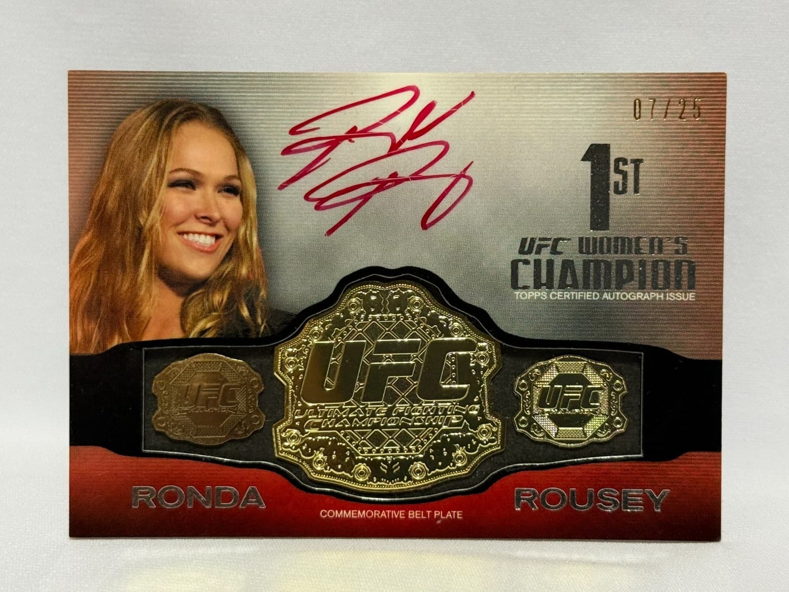 2013 Topps UFC Knockout Ronda Rousey Auto Championship Belt Auto 07/25