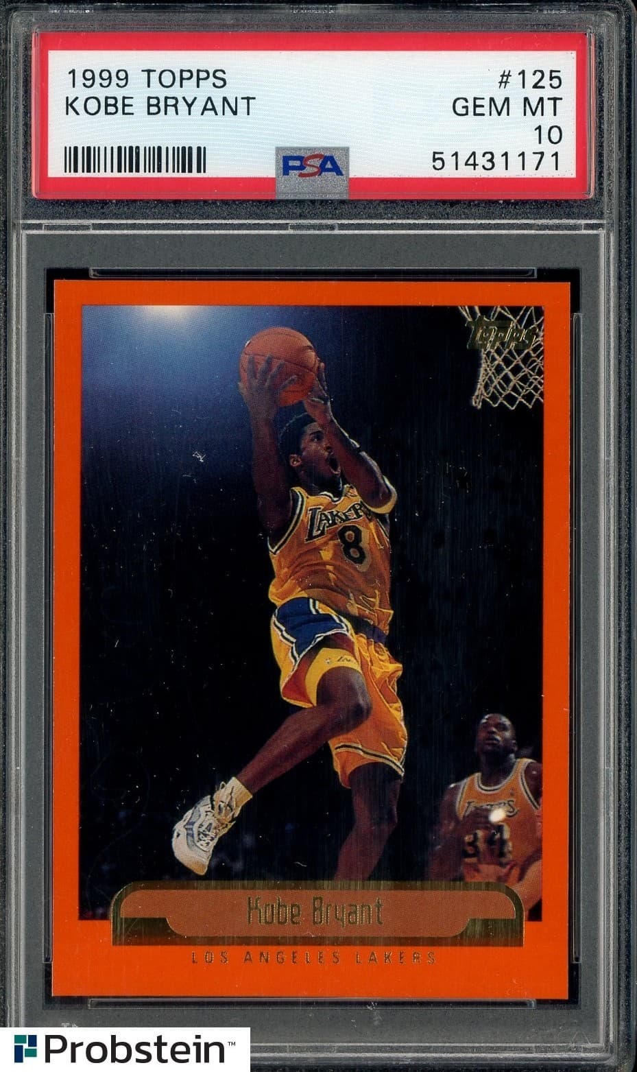 1999 Topps #125 Kobe Bryant Los Angeles Lakers HOF PSA 10 GEM MINT