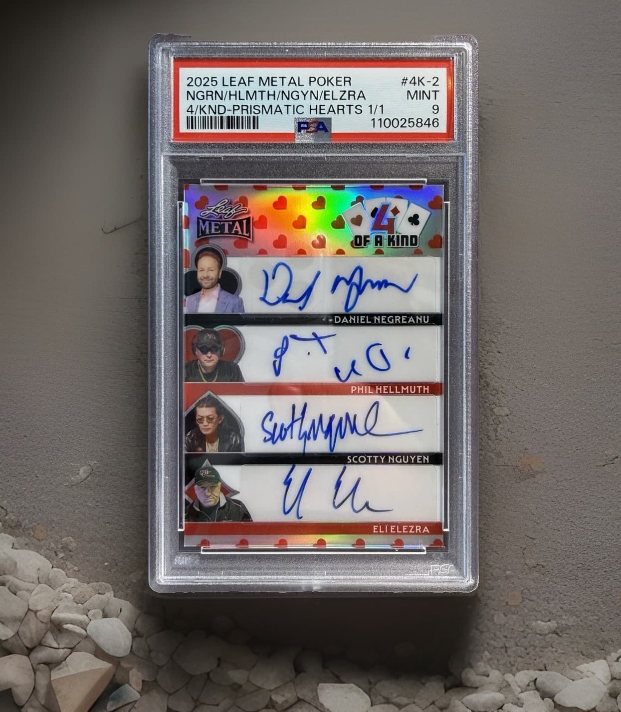 PSA 9 - 2025 Leaf Metal Poker Negreanu Hellmuth Nguyen Elezra Top Pop! 1/1 Card