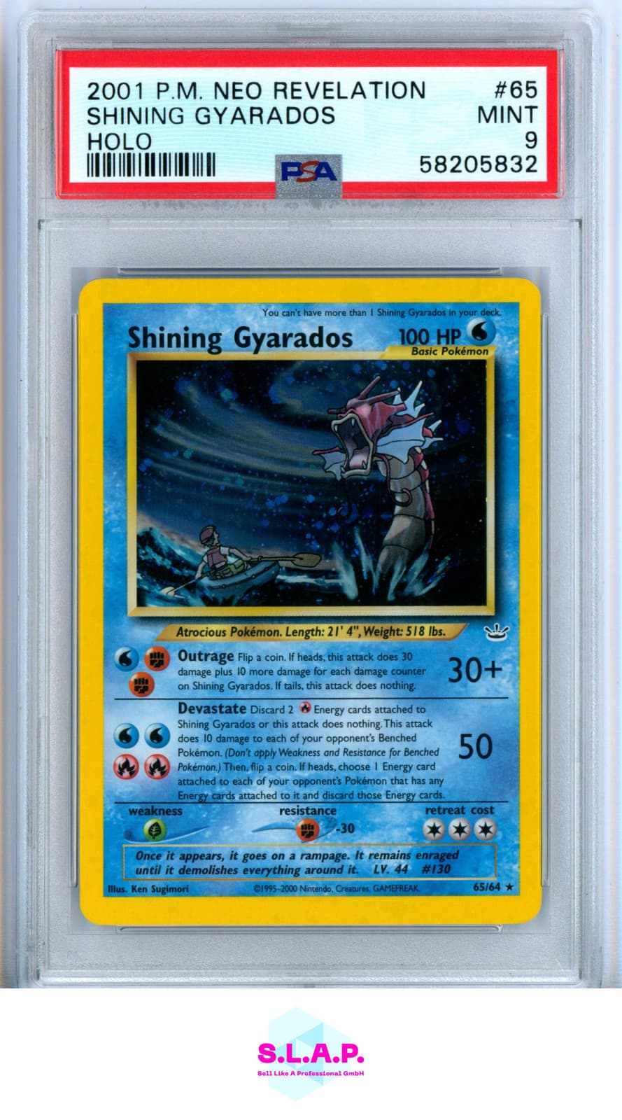 SHINING GYARADOS-HOLO POKEMON NEO REVELATION 2001 65 PSA 9