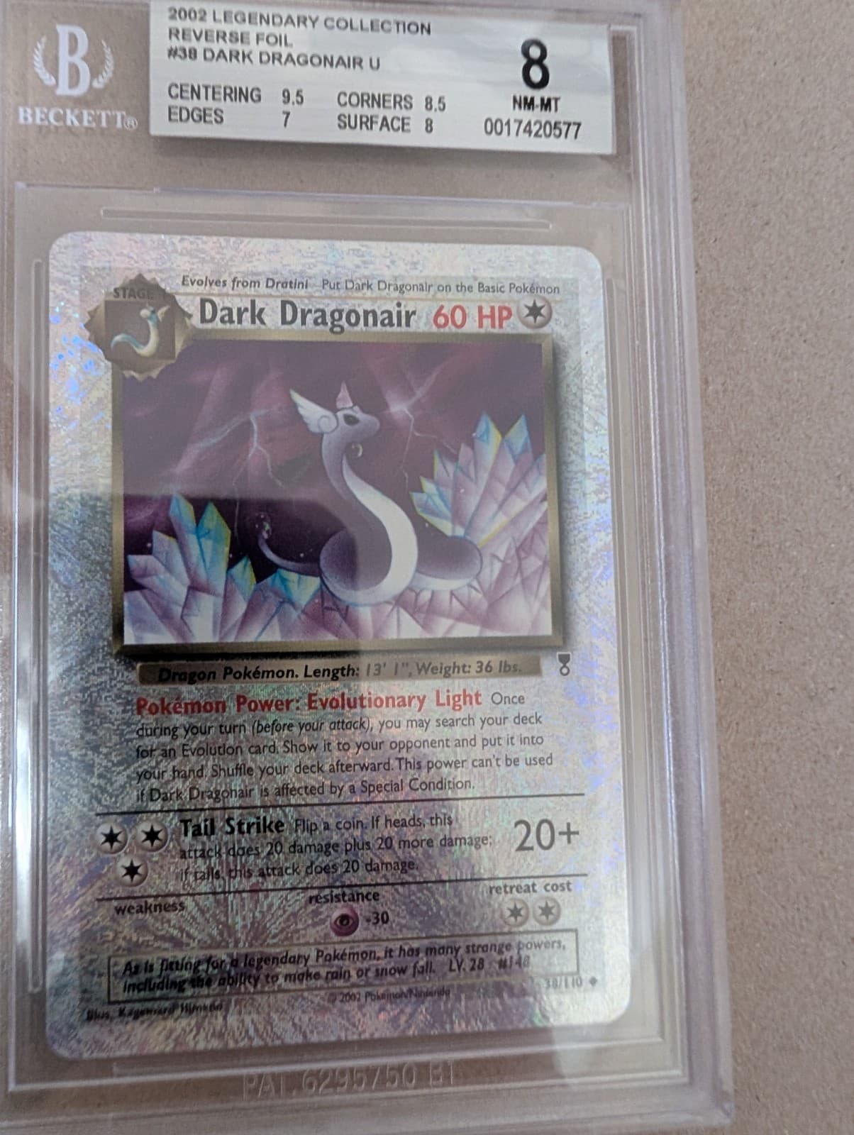 Pokemon Dark Dragonair 38/110 Legendary Collection Reverse Holo Uncommon BGS 8