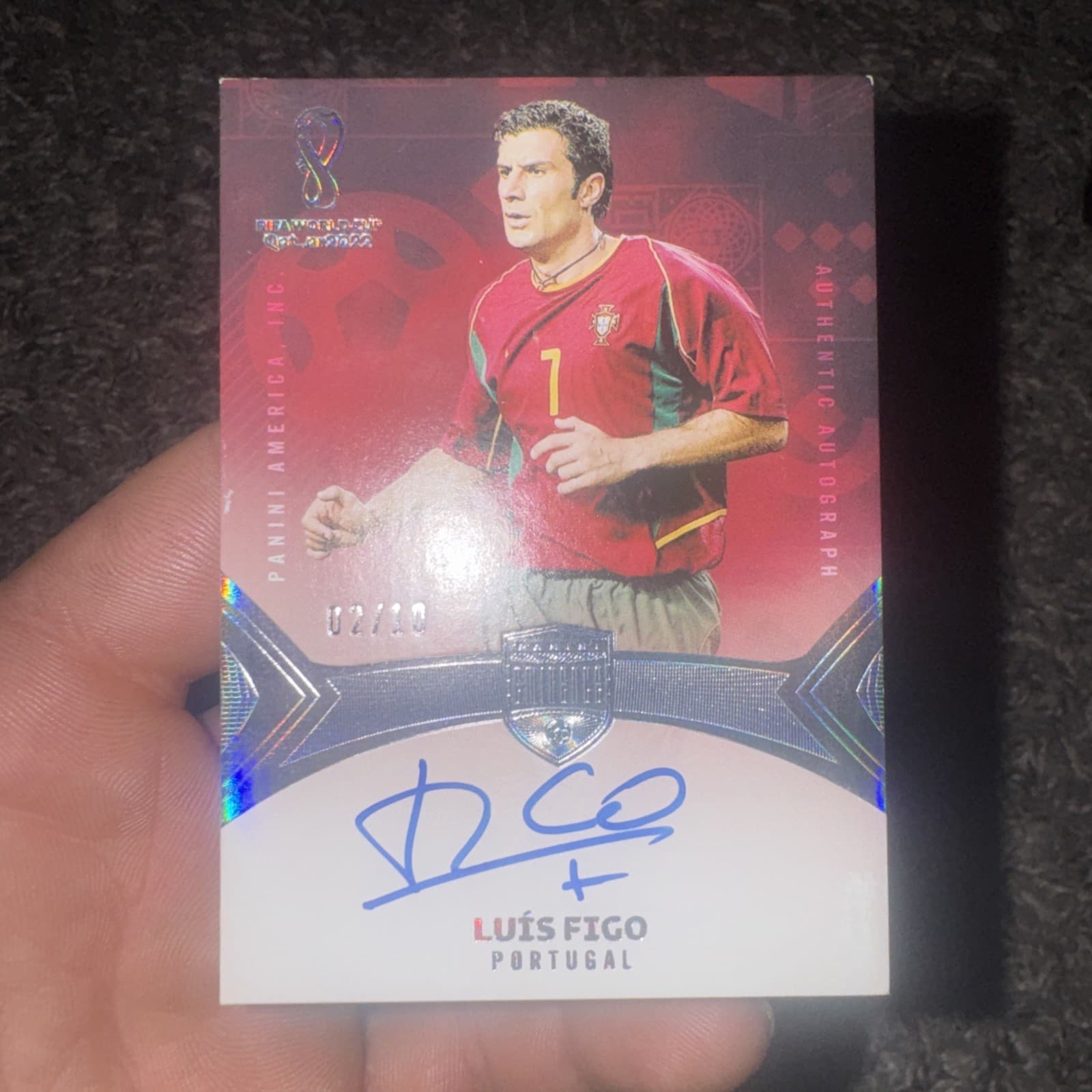 FIFA World Cup 2022 Eminence Luis Figo /10 On Card Auto Portugal (Legend)