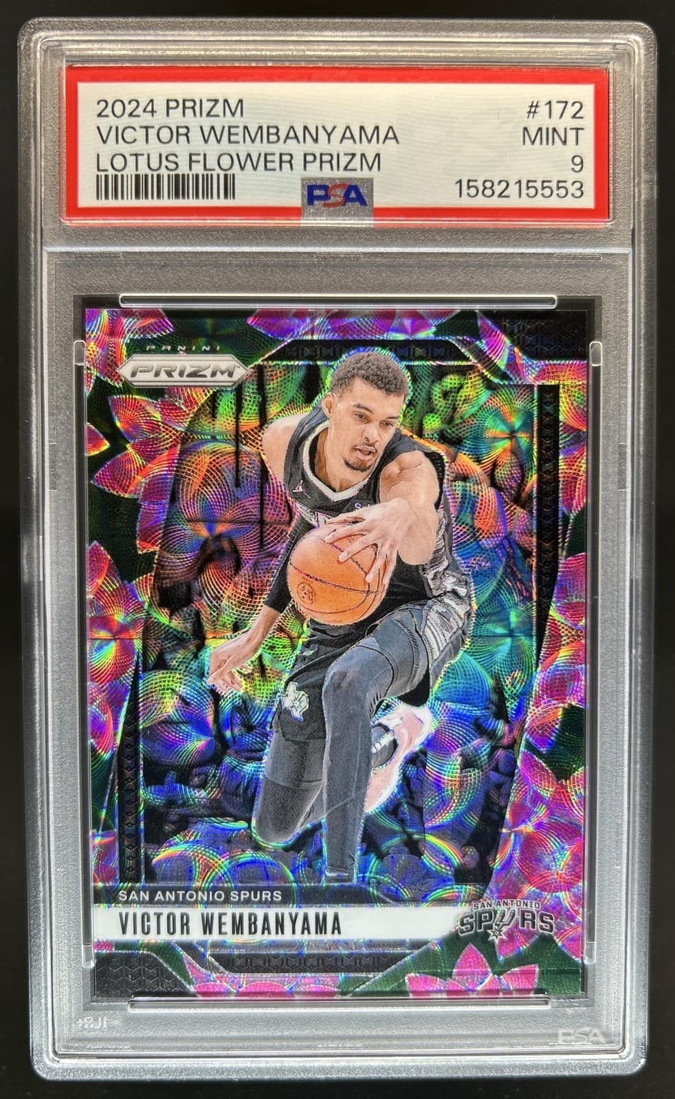 2024-25 Panini Prizm Victor Wembanyama Lotus Flower #/18 Spurs PSA 9