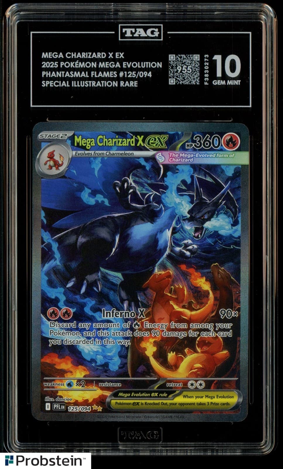 2025 Pokemon PFL EN SIR #125 Mega Charizard X ex TAG Score 955 GEM MINT 10
