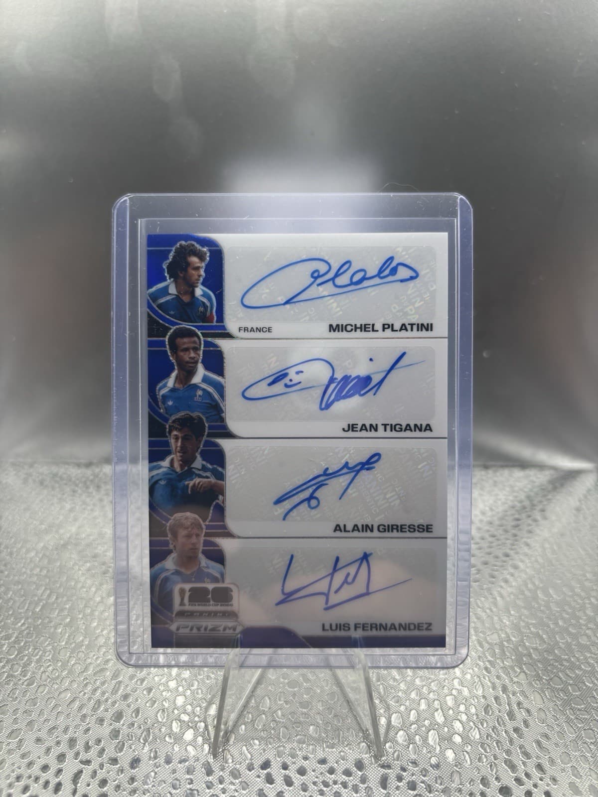 2026 Prizm World Cup Platini/Tigana/Giresse/Fernandez Quad Auto Blue /5