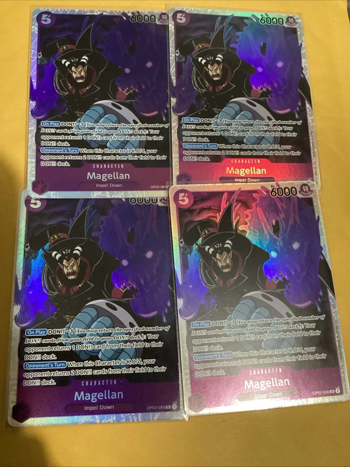 Magellan OP02-085 SR Paramount War One Piece Card Game 4x Playset