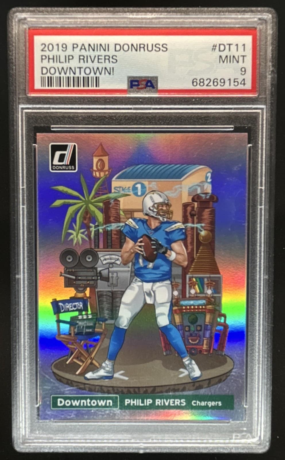 2019 Panini Donruss Philip Rivers Downtown! SSP #DT-11 Chargers PSA 9