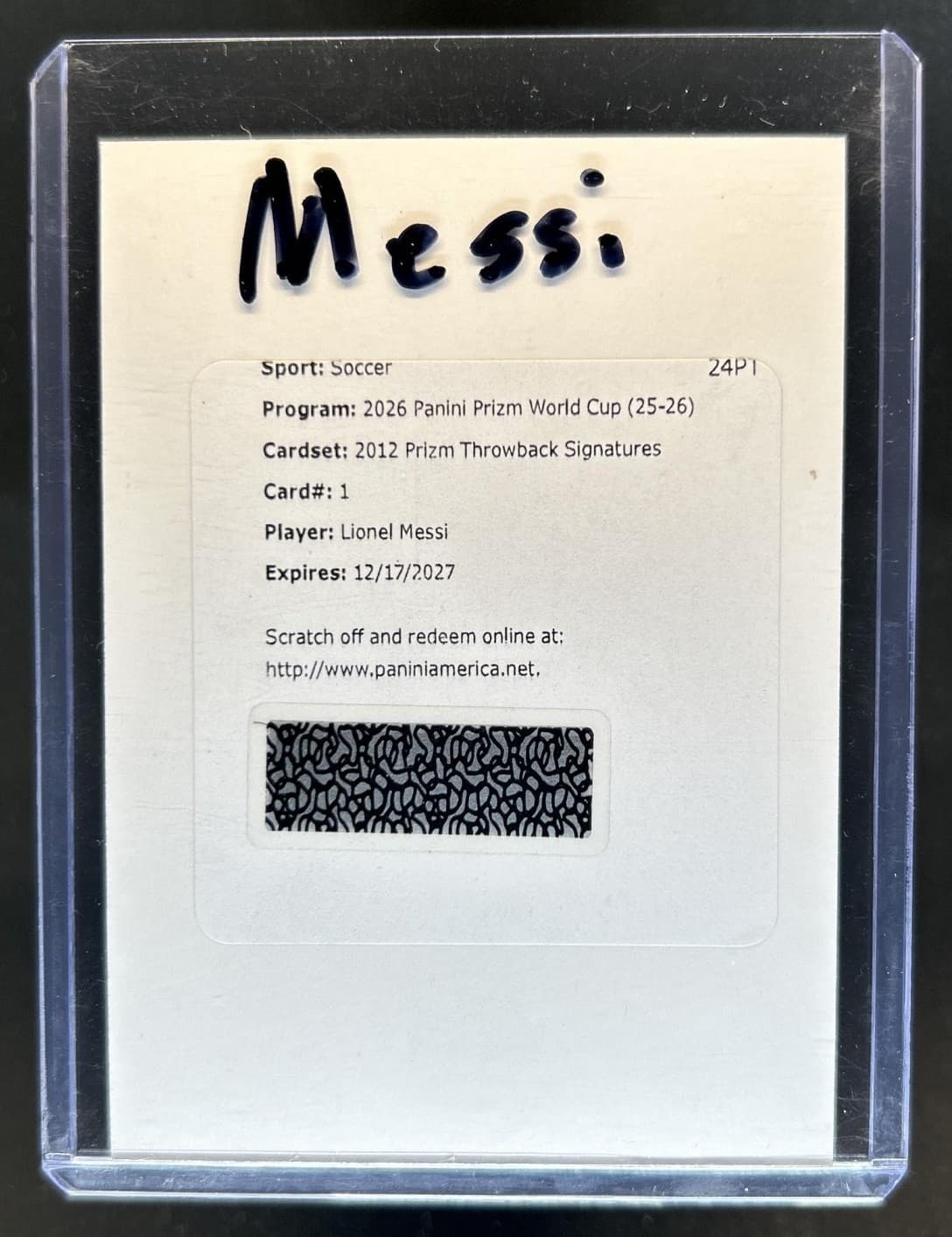 2026 Panini Prizm World Cup Lionel Messi 2012 Throwback Signatures Auto #12-LM