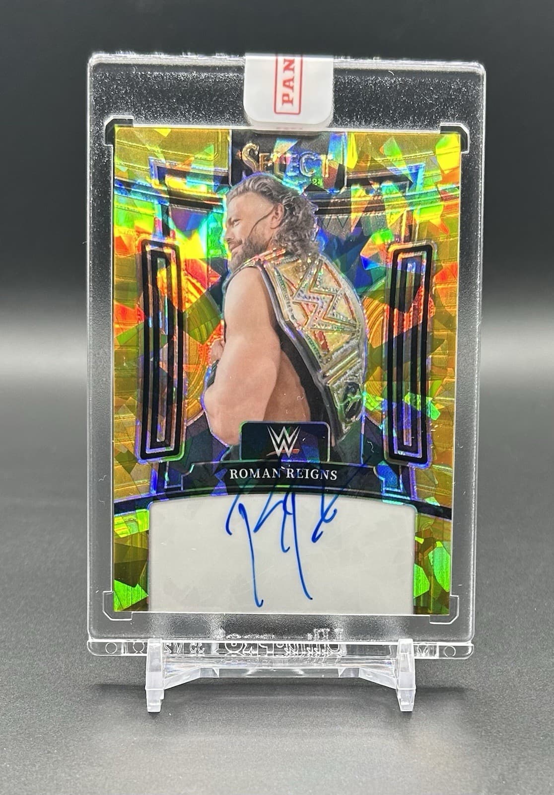 2024 Panini Select WWE Signatures Roman Reigns Gold Ice Prizm Auto /5 SSP