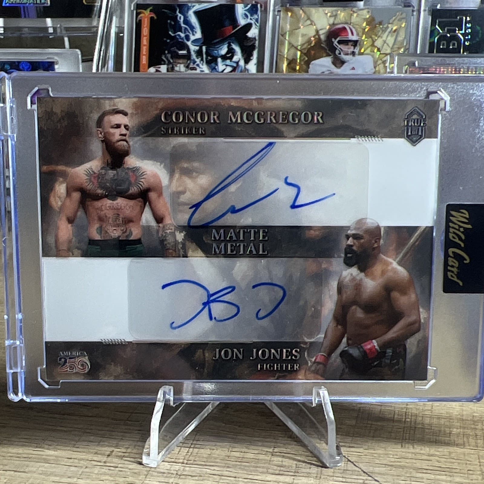 Wild Card America 250 Matte Metal Dual Auto Conor McGregor Jon Jones TRUE 1/1