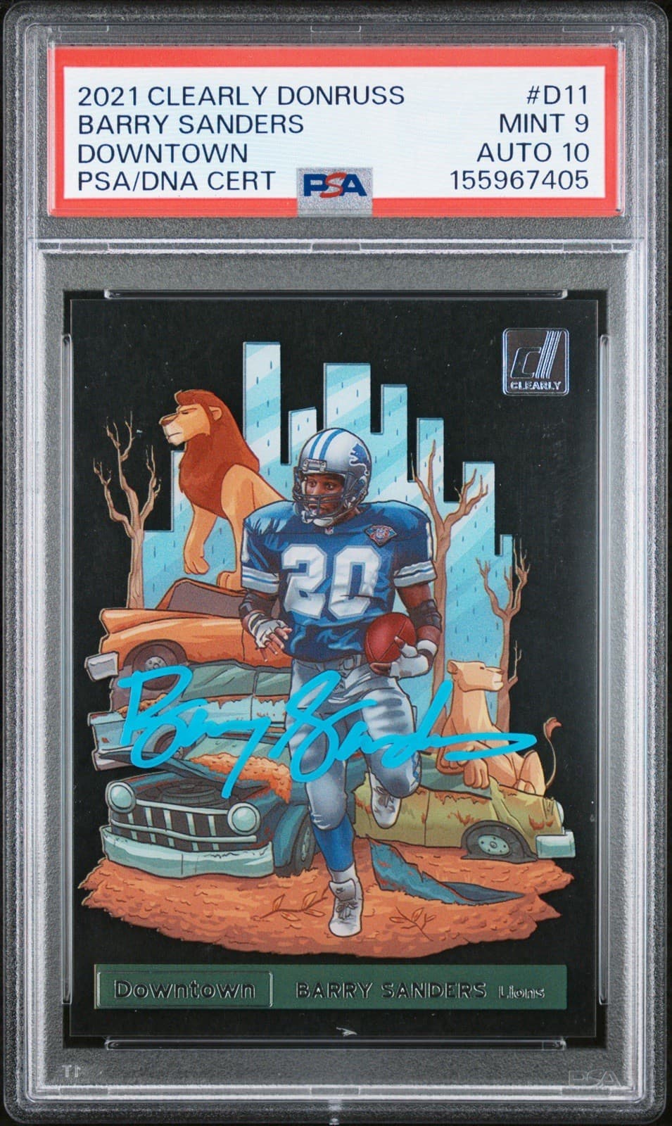 2021 Panini Clearly Donruss Downtown #D11 Barry Sanders Psa 9 Dna 10 Auto Pop 1!