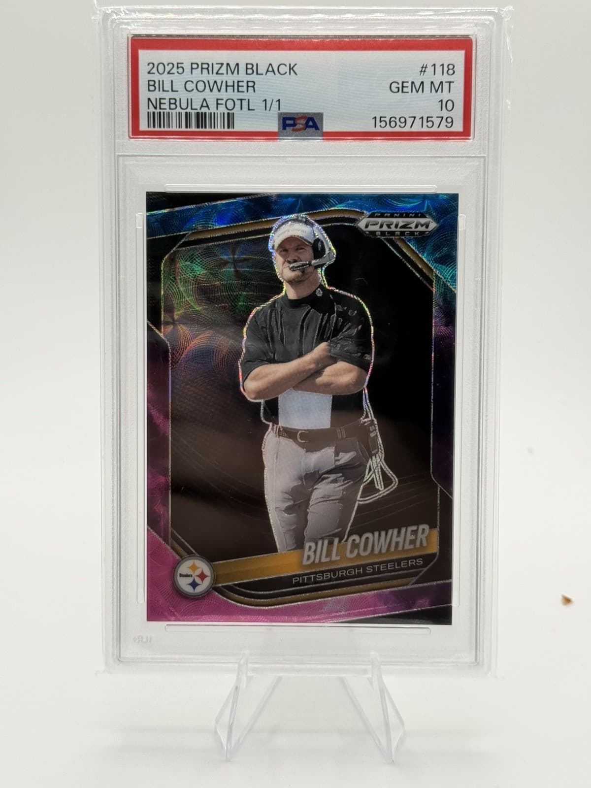 PITTSBURGH STEELERS Bill Cowher Nebula 1/1 FOTL PSA 10 – One of One – Pop 1