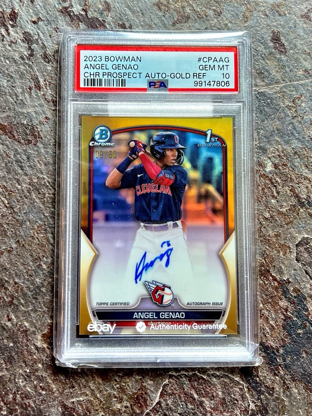 2023 Angel Genao Bowman Chrome Auto Gold Refractor /50 PSA 10! Gem Mint