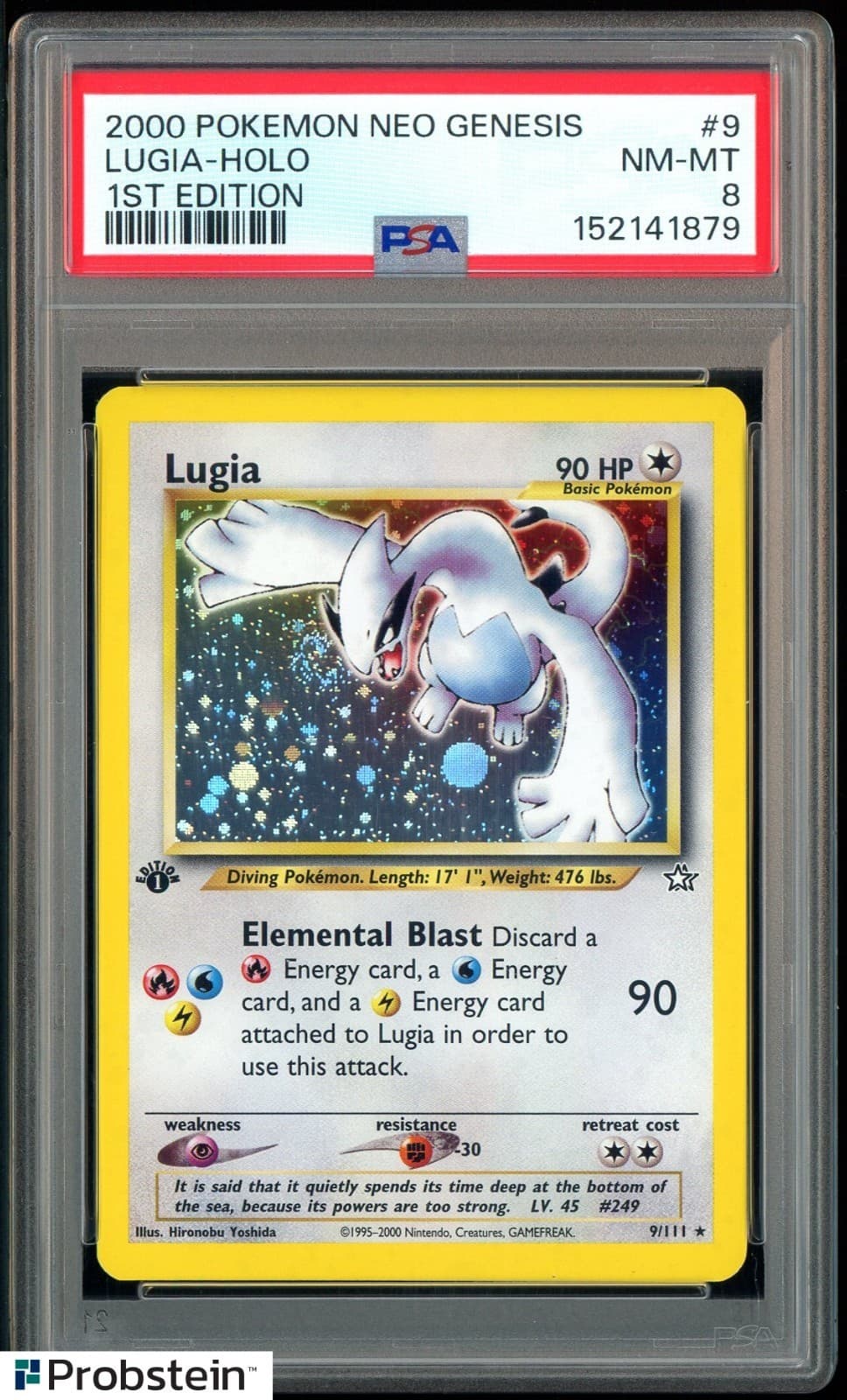 2000 Pokemon Neo Genesis 1st Edition #9 Lugia Holo PSA 8 NM-MT w/ SWIRL