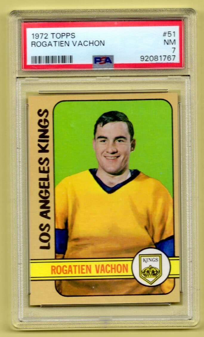 1972 Topps #51 Rogatien Vachon Los Angeles Kings PSA 7 NM Hockey Card HOFER