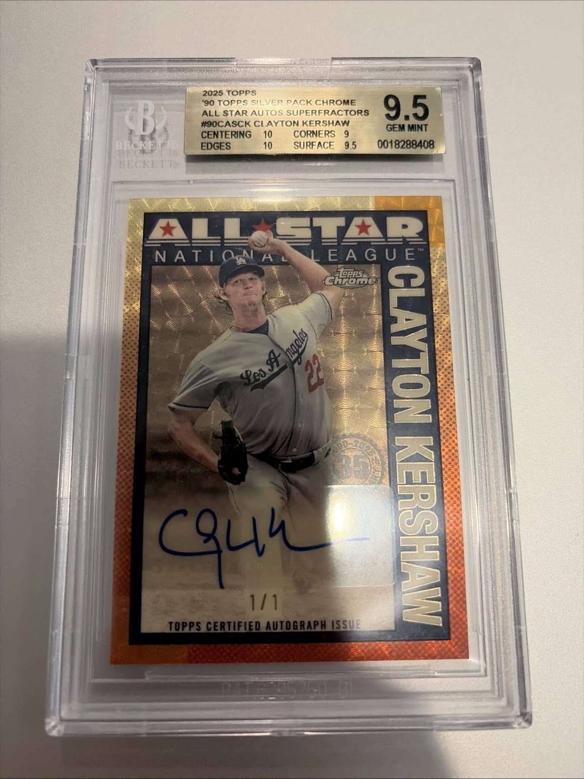 Clayton Kershaw 2025 Topps Silver Pack Superfractor Auto 1/1 BGS 9.5 GEM MINT