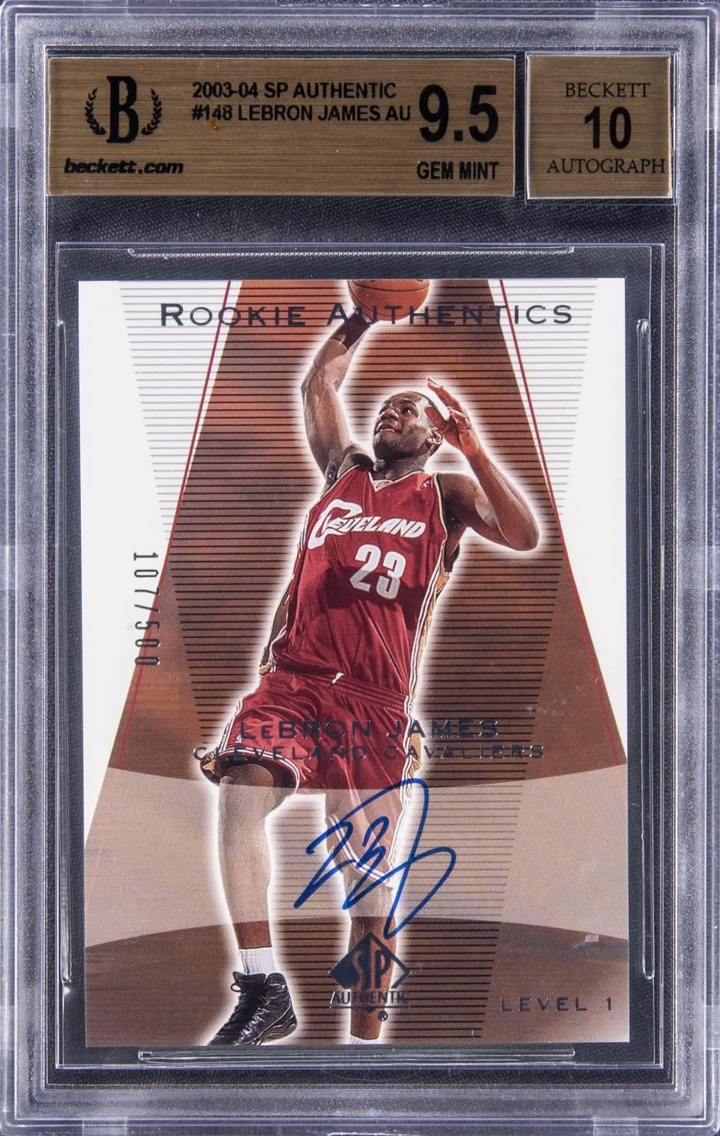 2003-04 SP AUTHENTIC ROOKIE AUTH #148 LEBRON JAMES RC BGS 9.5 AUTO 10
