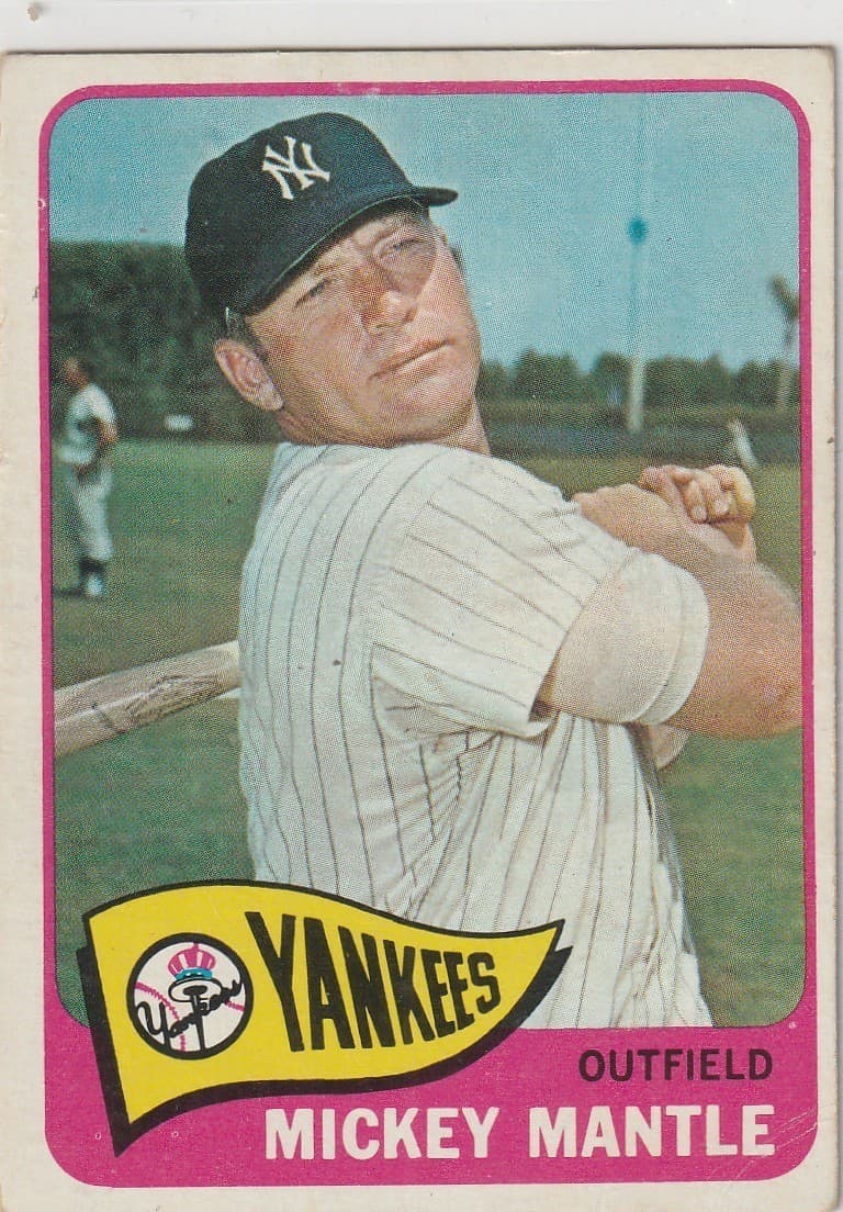 MICKEY MANTLE 1965 TOPPS BASEBALL #350 VG OR BETTER CONDITION NEW YORK YANKEES