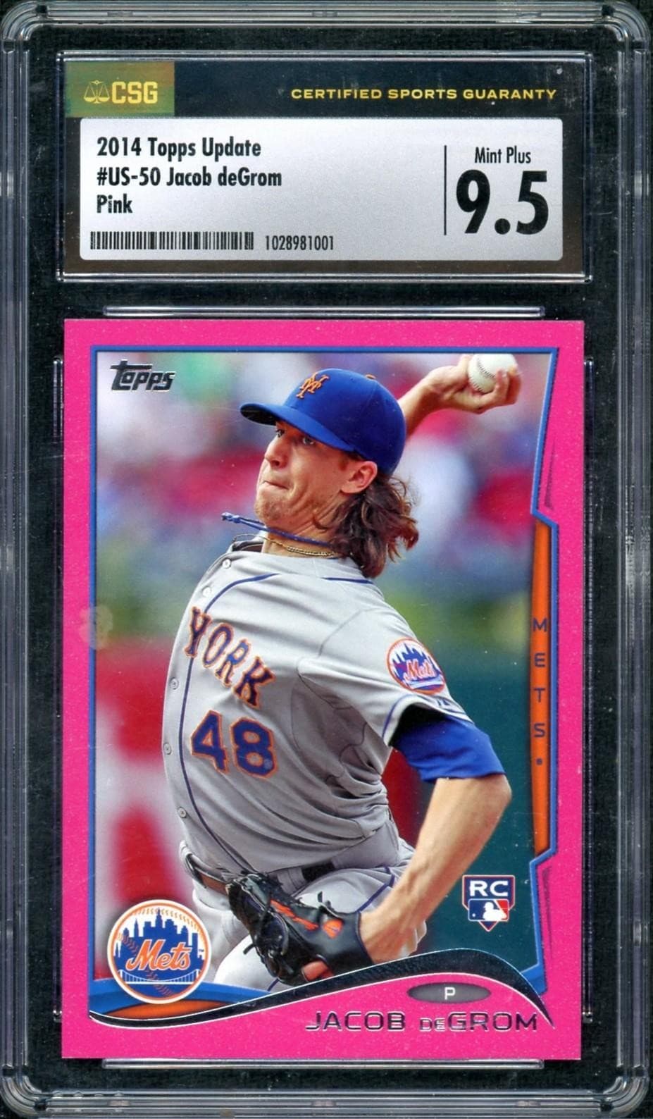 2014 Topps Update Jacob deGrom Rookie Pink /50 #US-50 CSG 9.5