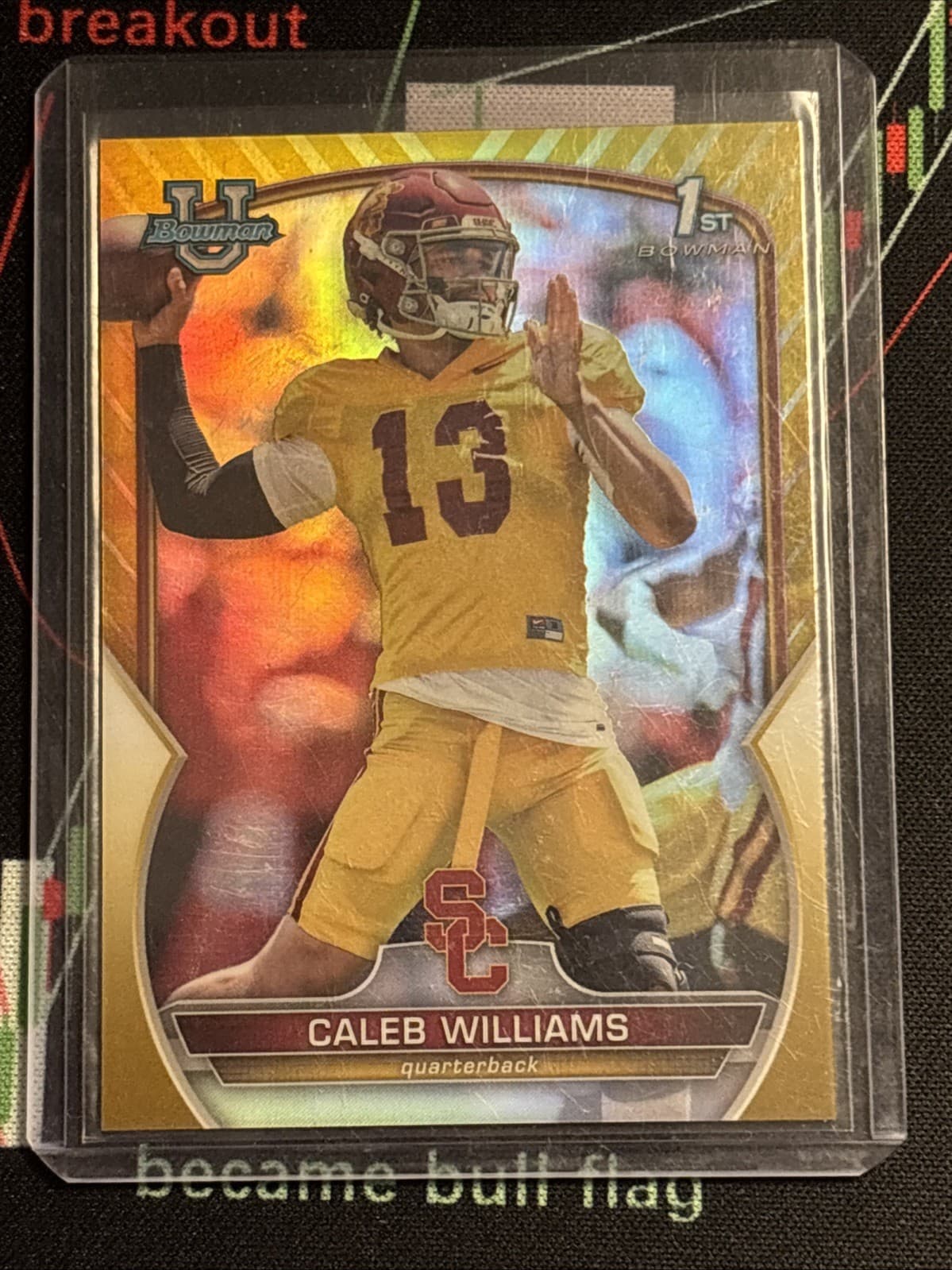 2022 Bowman University Chrome Caleb Williams #50 Gold Refractor /50 (RC)