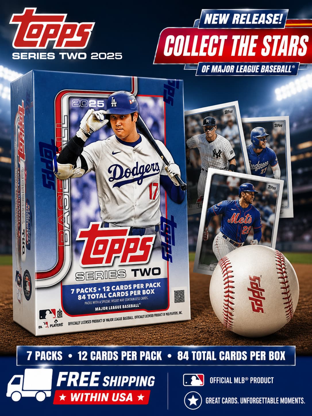 2025 Topps Series 2 Baseball Cards Blaster Box 7 Packs 84 Cards MLB