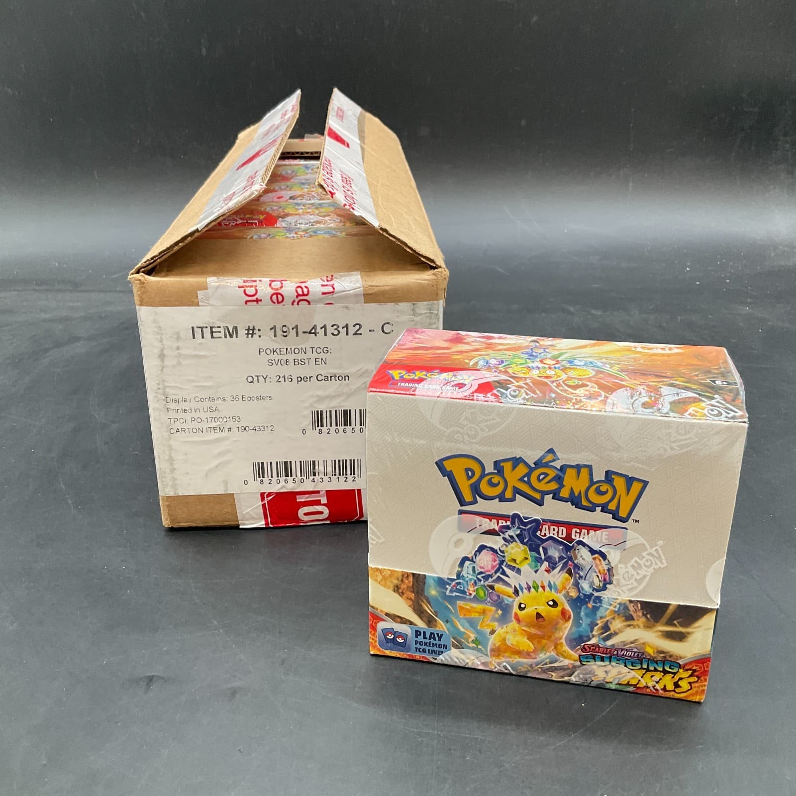 Lot of (6) Pokemon TCG Surging Sparks Booster Boxes SEALED WITH OPENED CASE