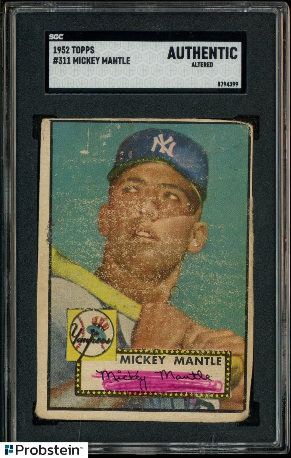 1952 Topps #311 Mickey Mantle Yankees RC Rookie HOF SGC Authentic HIGH NUMBER