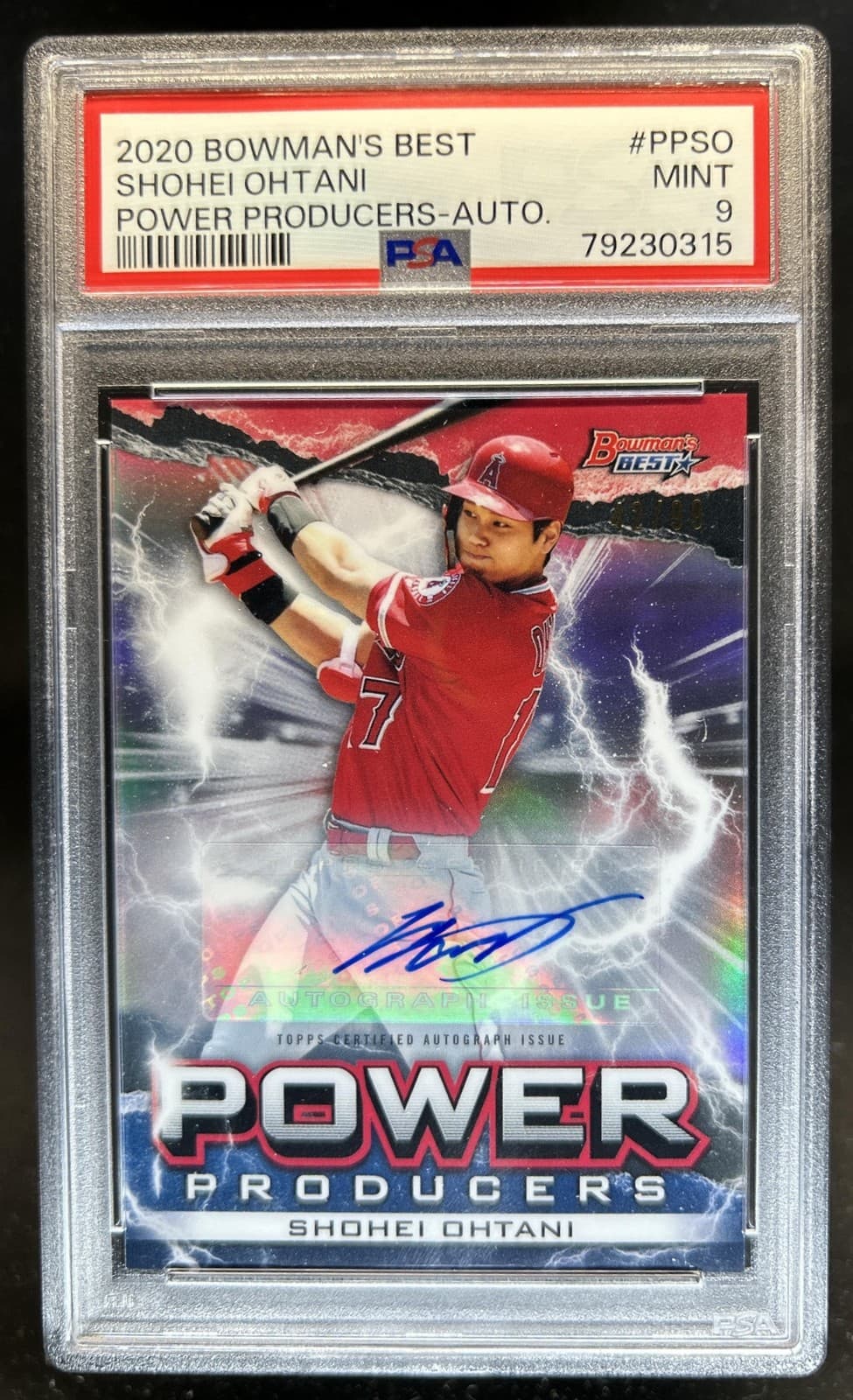 2020 Bowman's Best Shohei Ohtani Power Producers Auto Refractor #/99 PSA 9