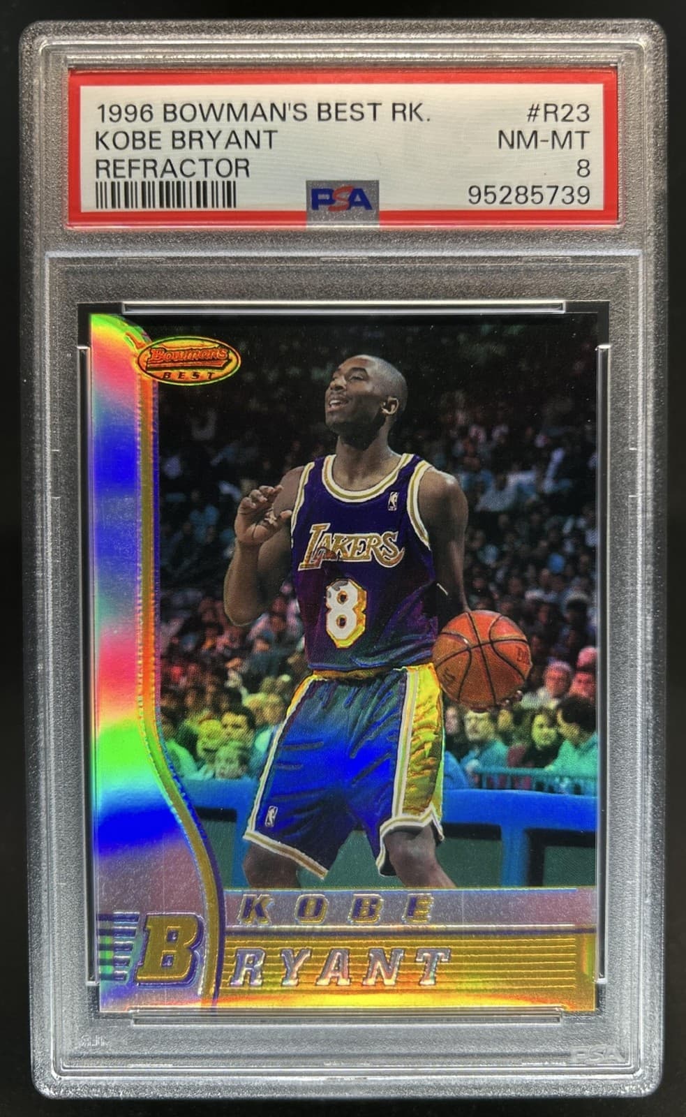 1996-97 Bowman's Best Kobe Bryant Refractor Rookie RC #R23 Lakers PSA 8
