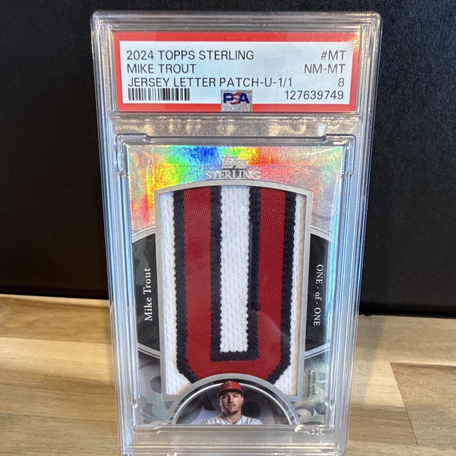 Topps 2024 Sterling Mike Trout Jersey Letter Patch-U 1/1 SJLP-MT PSA 8