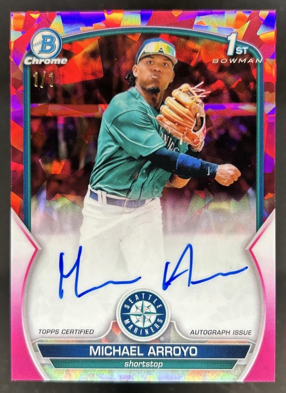 2023 Bowman Sapphire Michael Arroyo Chrome Auto Refractor Padparadscha 1st #1/1