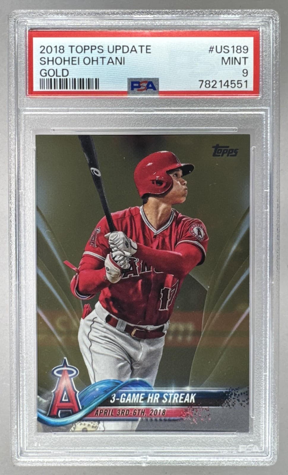 Shohei Ohtani 2018 Topps Update #US189 Gold Rookie RC 1138/2018 PSA 9