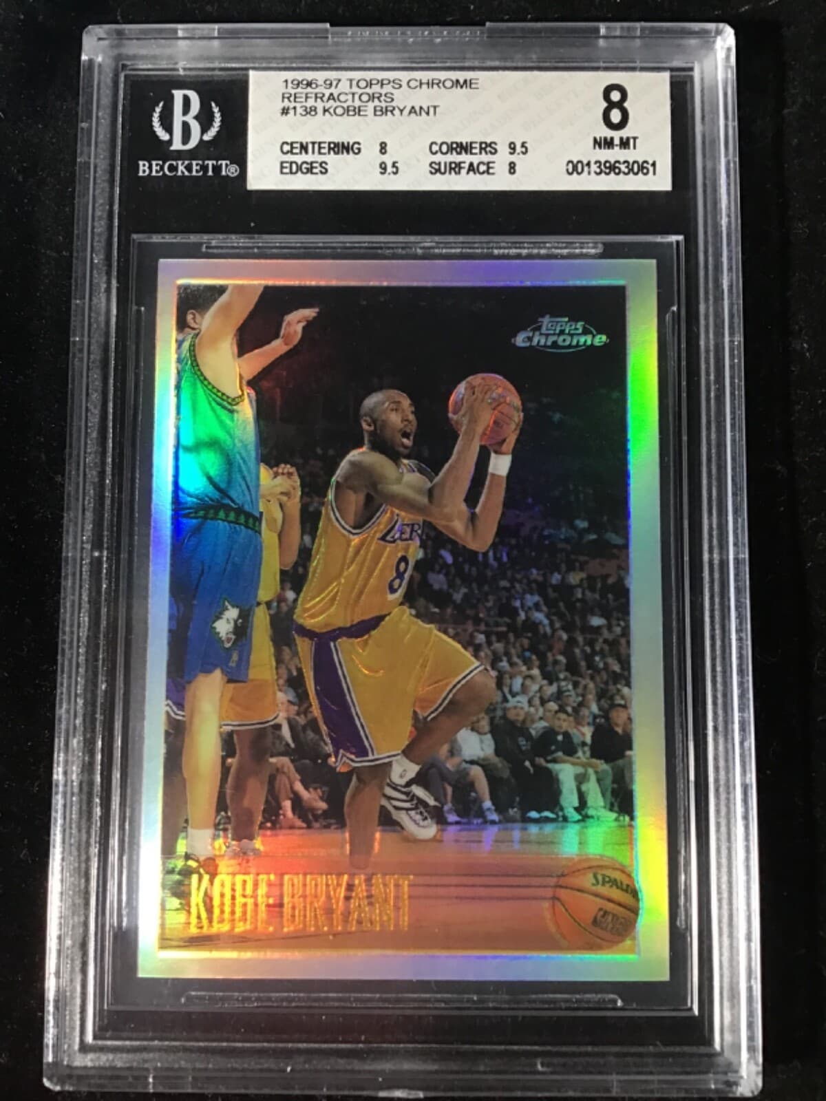 1996 Topps Chrome Kobe Bryant #138 Refractor Rookie RC BGS 8.0 w/ 2x 9.5 Subs