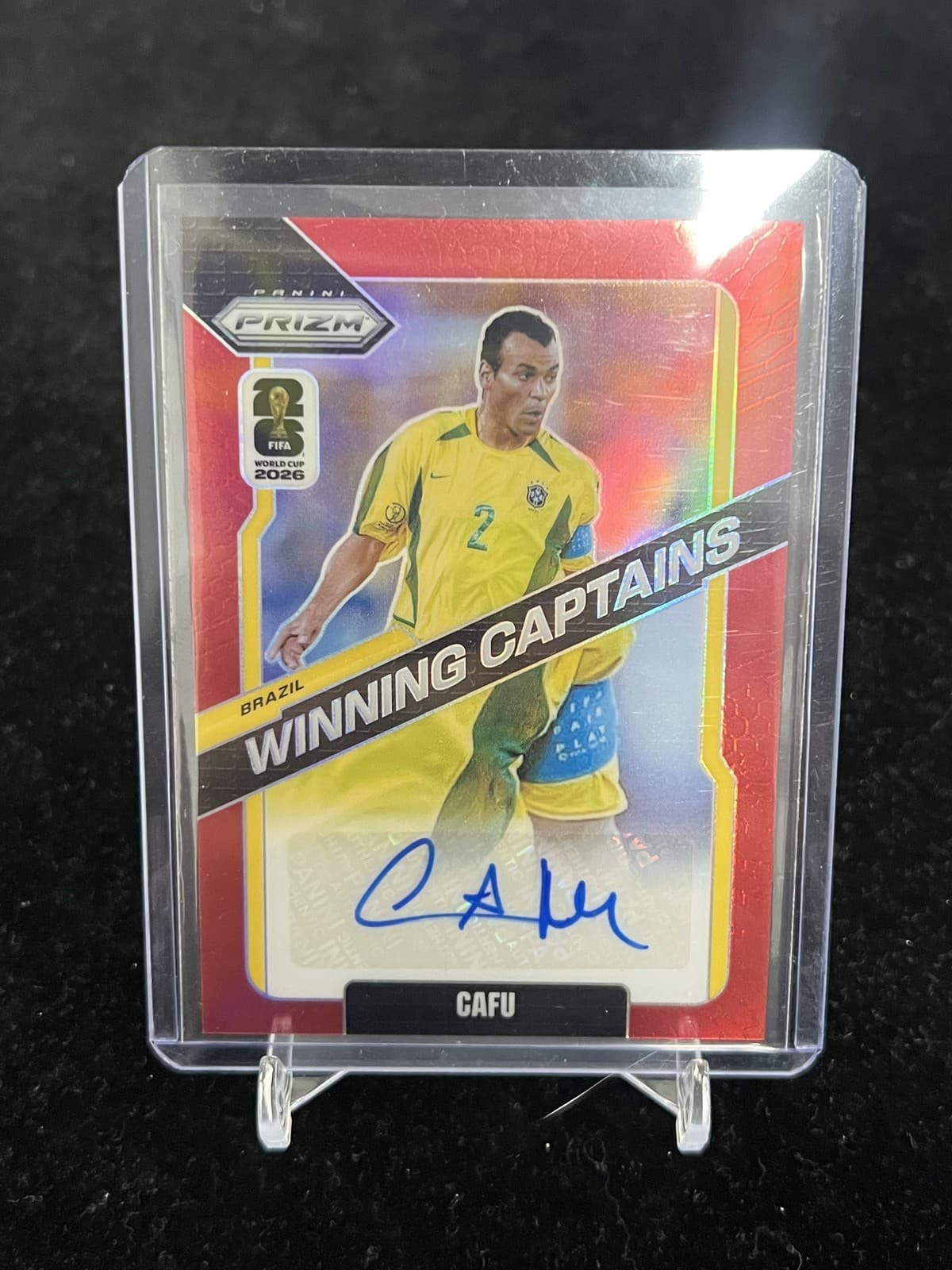 Cafu 2026 Panini Prizm FIFA World Cup Winning Captains Auto Red /49 Brazil